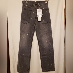 Sandrine Rose X Free People Grey High Rise Straight Leg denim Jean, size 28, NWT